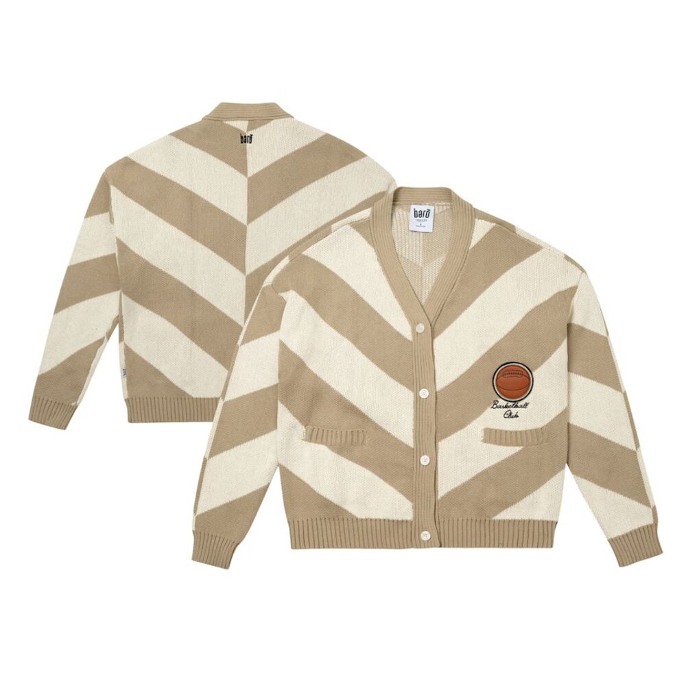 NWT bero Brooklyn Nets Collection tan and white striped cardigan mens XXL